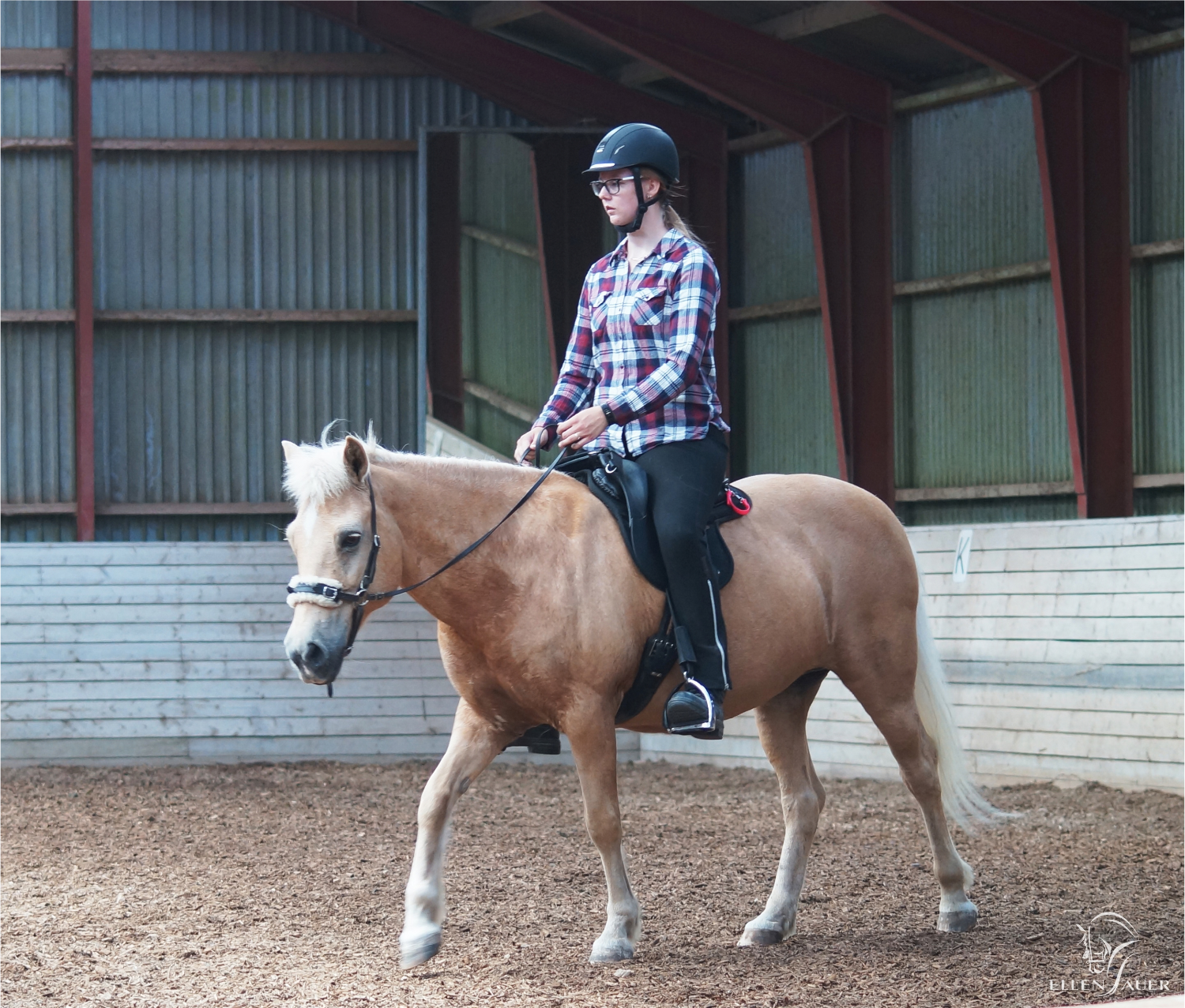 Nadia, der rider på islænder, ellen sauer undervisning og kursus